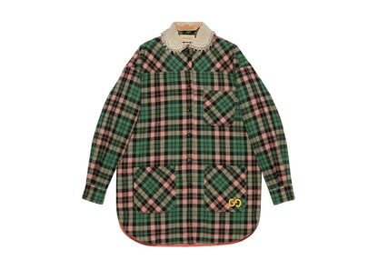 Gucci Women's Tartan With GG Wool Shirt Green/Multi