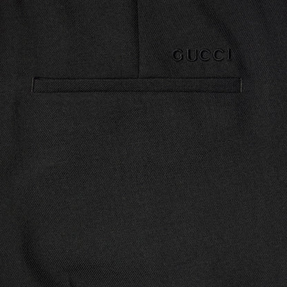 Gucci Wool Blend Twill Trousers Black