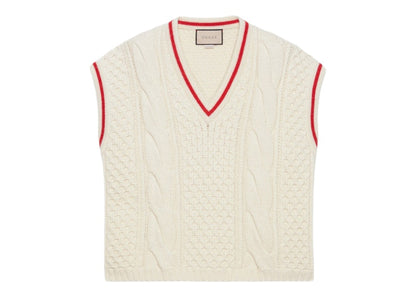 Gucci Wool Cable Knit Vest Ivory
