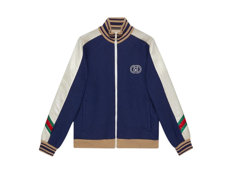 Gucci Wool Jersey Zip Jacket Blue