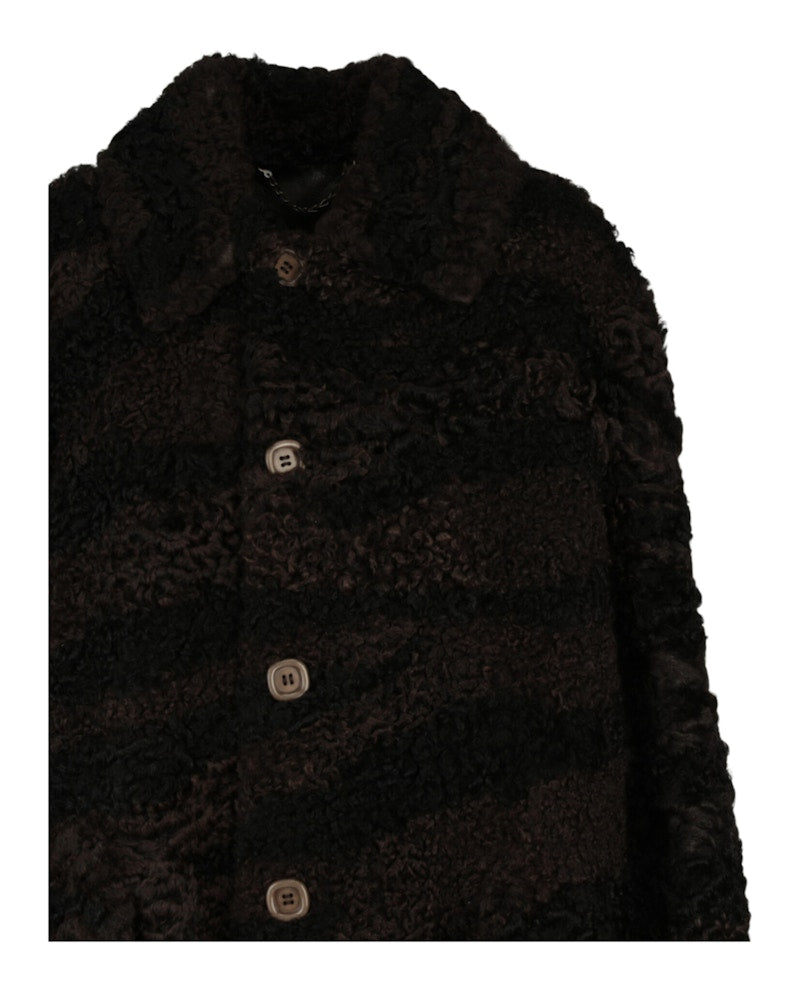 Gucci Zebra Pattern Shearling Coat Black