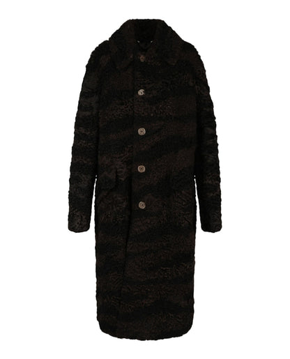 Gucci Zebra Pattern Shearling Coat Black