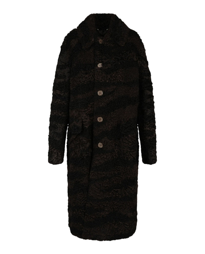 Gucci Zebra Pattern Shearling Coat Black