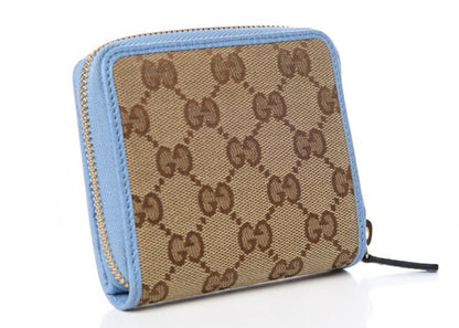 Gucci Zip Around French Flap Wallet Monogram Blue