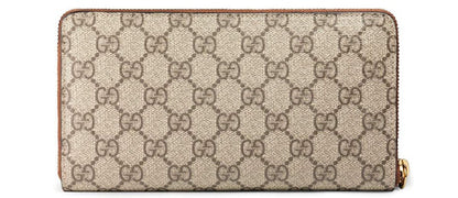 Gucci Zip Around Wallet GG Supreme Brown Lining