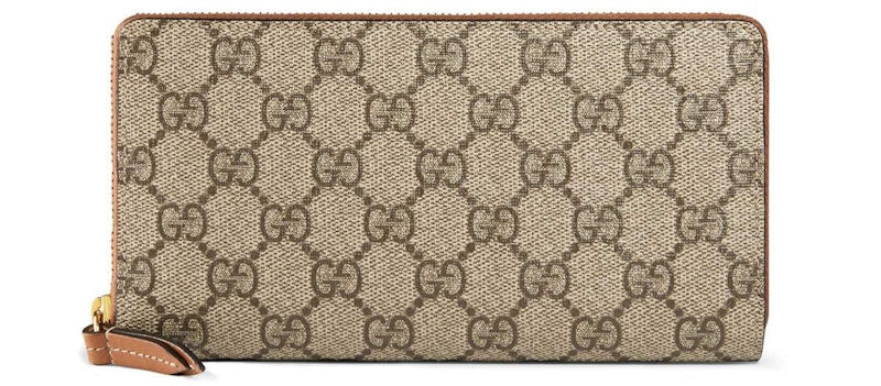 Gucci Zip Around Wallet GG Supreme Brown Lining