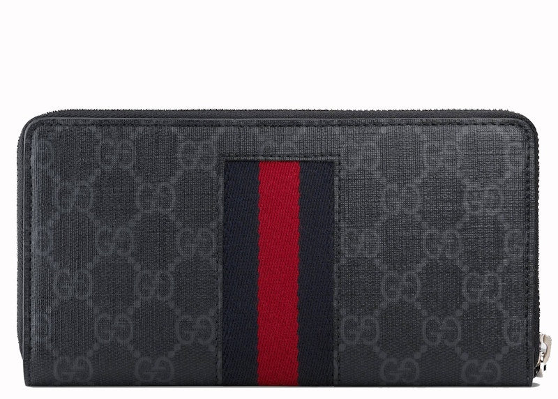 Gucci Zip Around Wallet GG Supreme Web Black/Grey