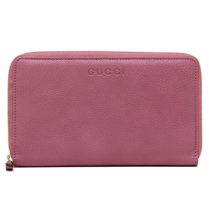 Gucci Zip Around Wallet Grained Calfskin Pink