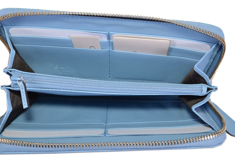 Gucci Zip Around Wallet MicroGuccissima Mineral Blue