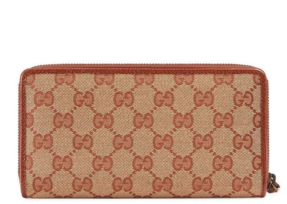 Gucci Zip Around Wallet NY Yankees Patch GG Beige/Brick Red