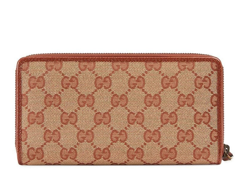 Gucci Zip Around Wallet NY Yankees Patch GG Beige/Brick Red