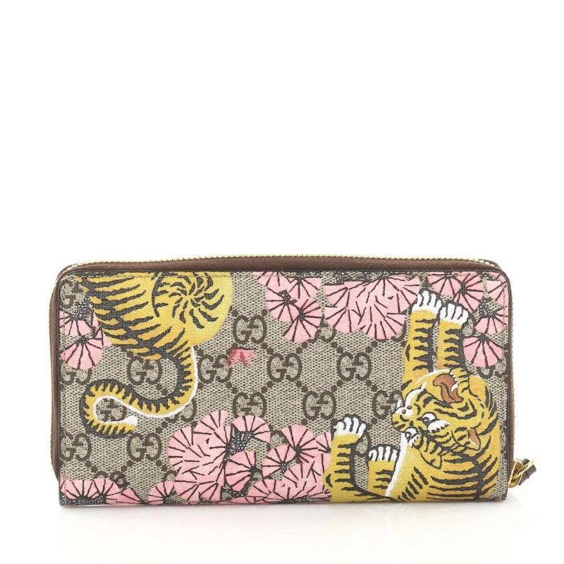 Gucci Zip Around Wallet Print GG Multicolor Pink/Yellow/Brown