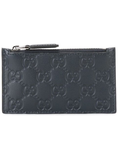 Gucci Zip Coin Pouch Card Case Guccissima Blue
