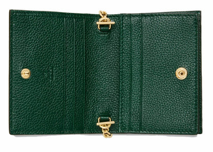 Gucci Zumi Card Case Wallet Grainy Leather Dark Green