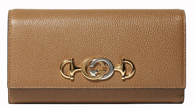 Gucci Zumi Continental Wallet Grainy Leather Brown