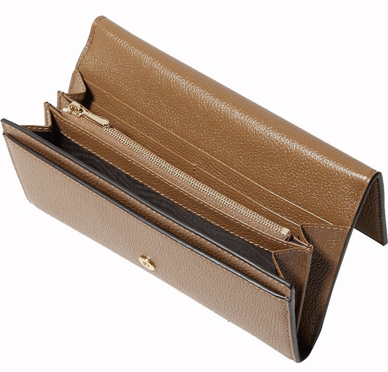 Gucci Zumi Continental Wallet Grainy Leather Brown
