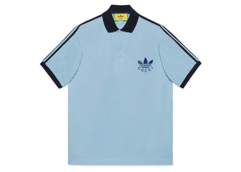 Gucci x adidas Piquet Polo Shirt Blue