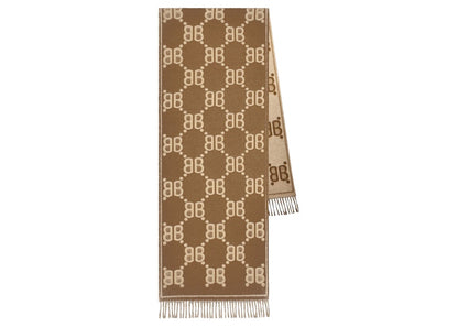 Gucci x Balenciaga The Hacker Project Allover Logo Macro Scarf Beige