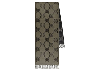 Gucci x Balenciaga The Hacker Project Allover Logo Macro Scarf Charcoal Grey