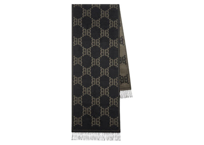 Gucci x Balenciaga The Hacker Project Allover Logo Macro Scarf Charcoal Grey