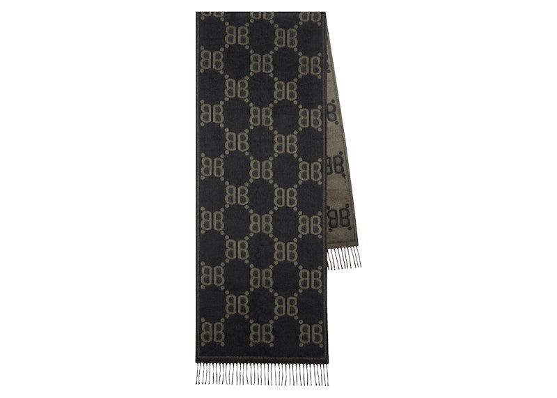 Gucci x Balenciaga The Hacker Project Allover Logo Macro Scarf Charcoal Grey