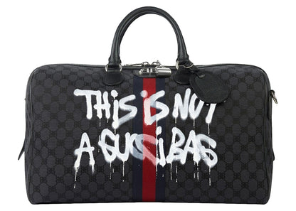Gucci x Balenciaga The Hacker Project Graffiti Medium Duffle Bag Black