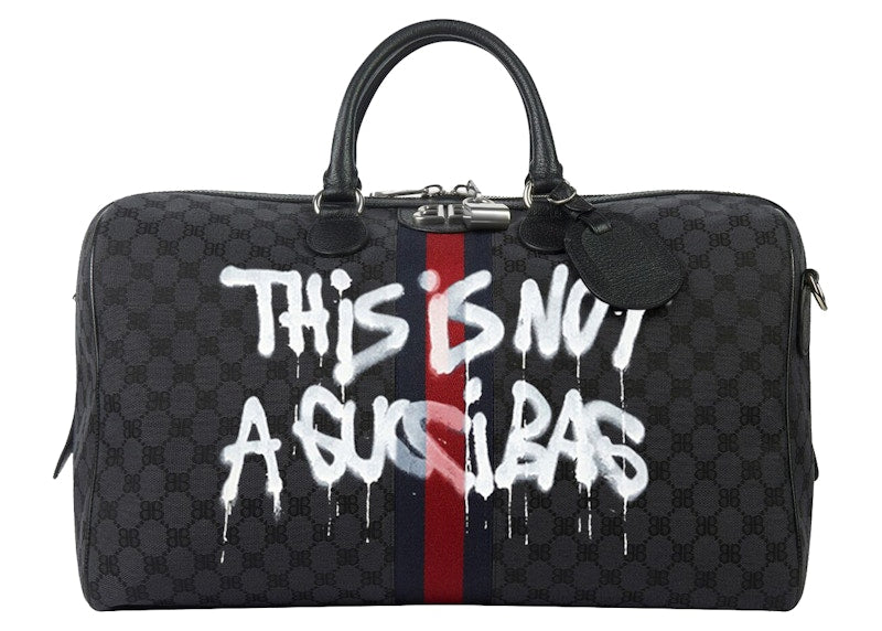 Gucci x Balenciaga The Hacker Project Graffiti Medium Duffle Bag Black