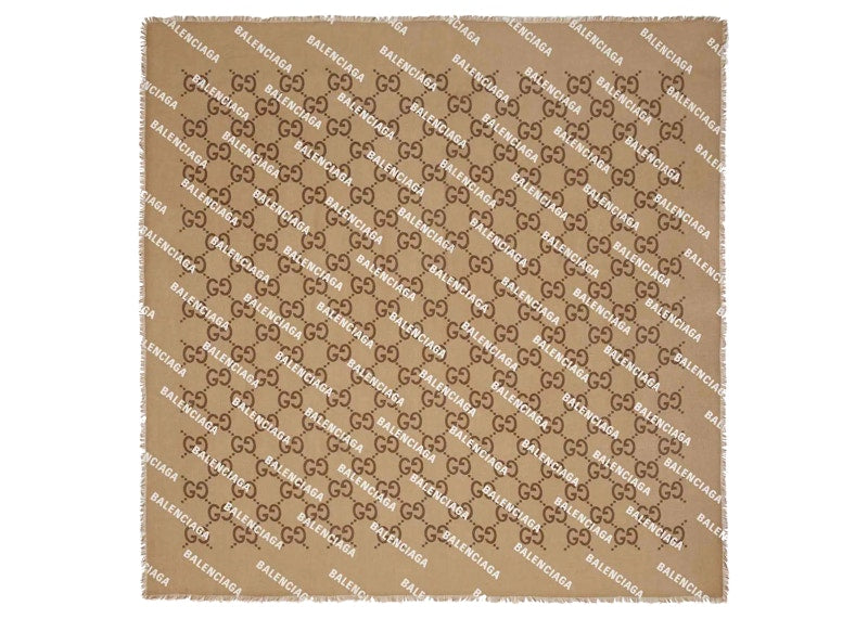 Gucci x Balenciaga The Hacker Project Maxi GG Print Silk Shawl Brown