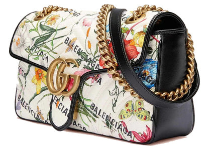 Gucci x Balenciaga The Hacker Project Small GG Marmont Bag White Flora