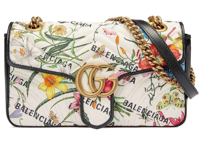 Gucci x Balenciaga The Hacker Project Small GG Marmont Bag White Flora