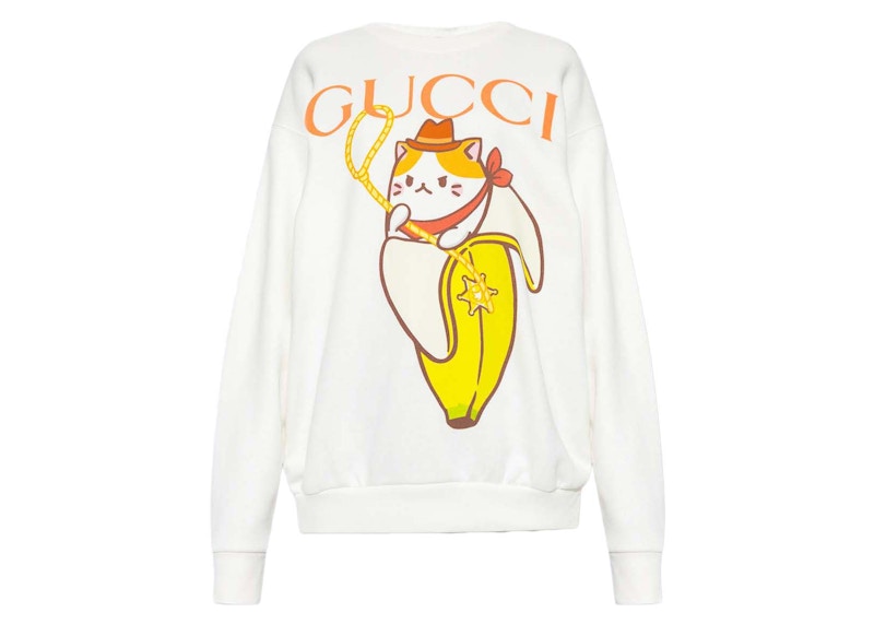 Gucci x Bananya Logo Printed Sweatshirt White