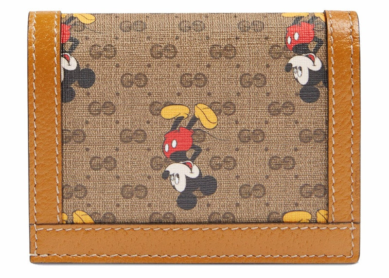 Gucci x Disney Card Case Wallet Mini GG Supreme Mickey Mouse Beige