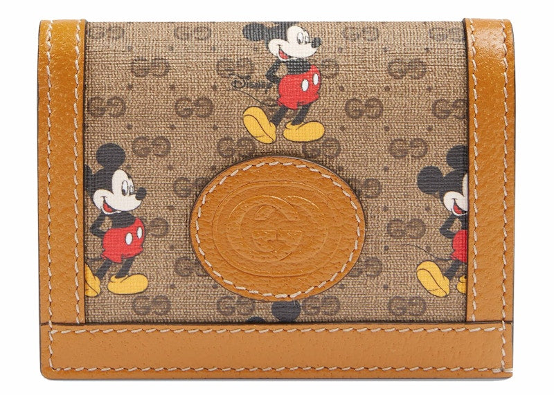 Gucci x Disney Card Case Wallet Mini GG Supreme Mickey Mouse Beige