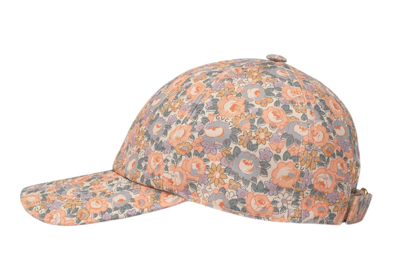 Gucci x Liberty London Floral Baseball Velcro Strap Cap Pink/Light Blue/Ivory
