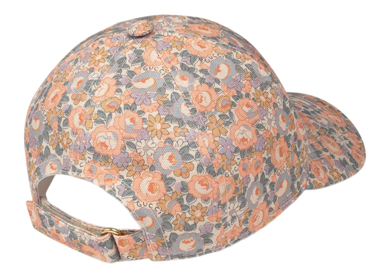 Gucci x Liberty London Floral Baseball Velcro Strap Cap Pink/Light Blue/Ivory