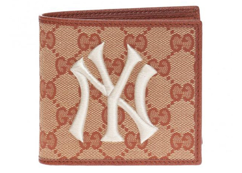 Gucci x MLB New York Yankees Patch GG Wallet Beige/Brick Red