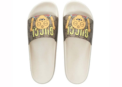 Gucci x Pablo Delcielo Cat GG Supreme Slide Beige