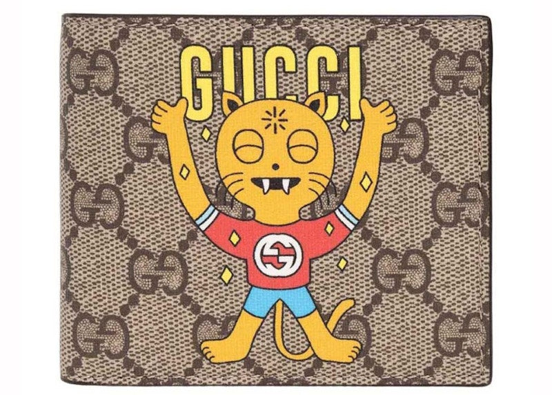 Gucci x Pablo Delcielo Cat Print Wallet Beige Multi