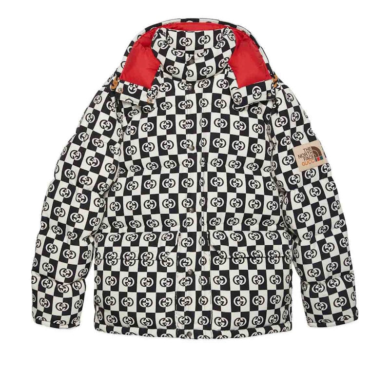 Gucci x The North Face Down Jacket Ivory/Black Checkered