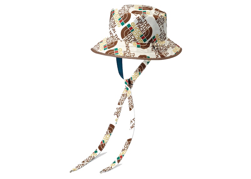 Gucci x The North Face Self Tie Nylon Hat Ivory/Sky Blue