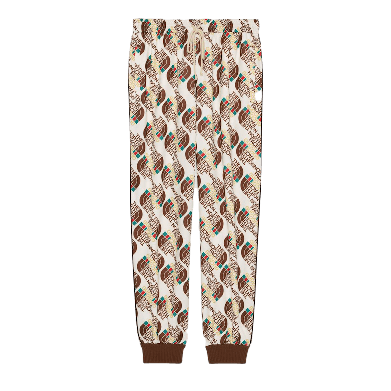 Gucci x The North Face Web Print Technical Jersey Jogging Pant Ivory/Brown