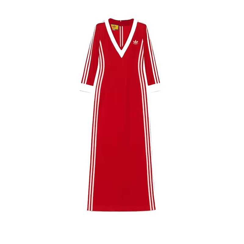 Gucci x adidas Cotton Jersey Dress Bright Red