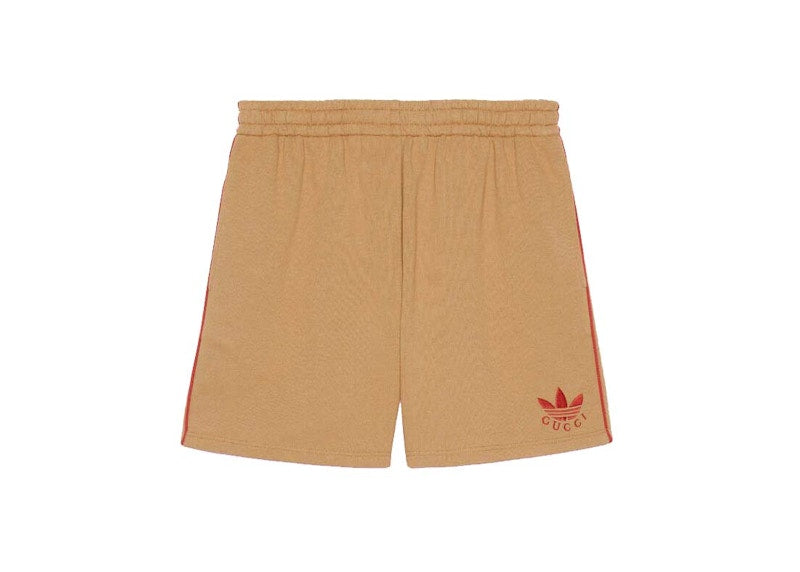 Gucci x adidas Cotton Jersey Shorts Dark Beige