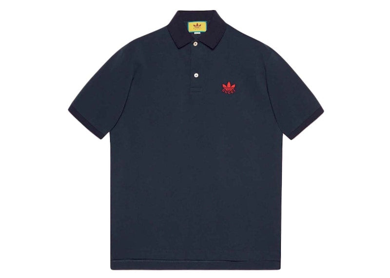 Gucci x adidas Cotton Piquet Polo Dark Blue