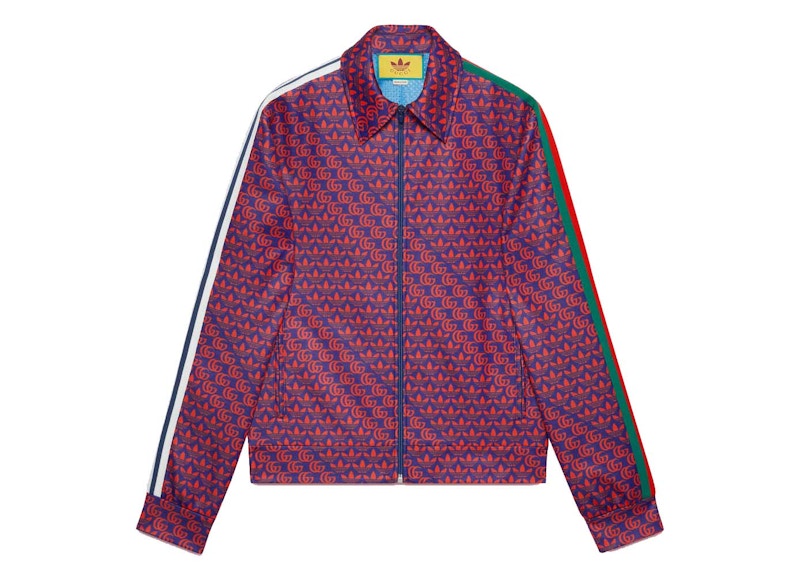 Gucci x adidas Double G and Trefoil Print Jacket Blue/Red