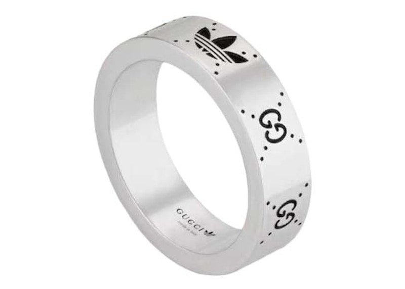 Gucci x adidas Engraved Interlocking G Ring Silver