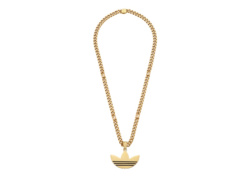 Gucci x adidas Gourmette Trefoil Pendant Necklace Yellow Gold-tone