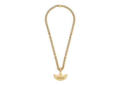 Gucci x adidas Gourmette Trefoil Pendant Necklace Yellow Gold-tone