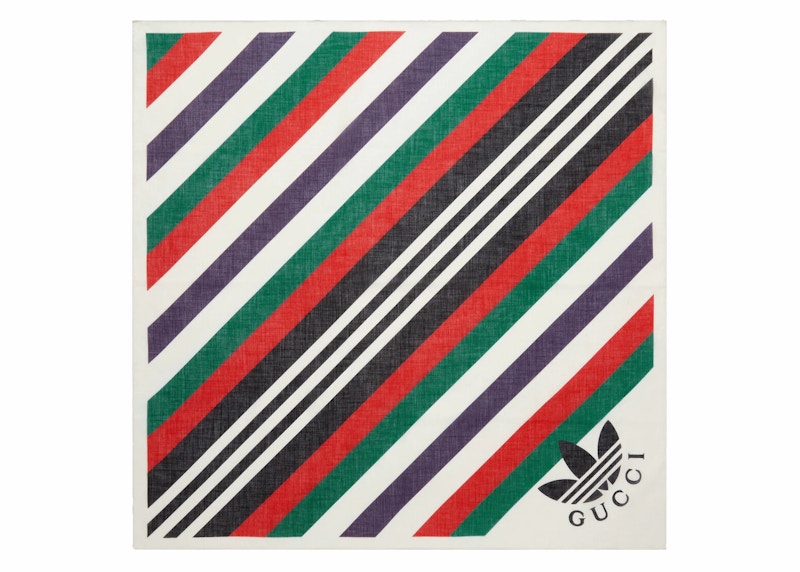 Gucci x adidas Stripe Print Cotton Scarf Ivory/Red