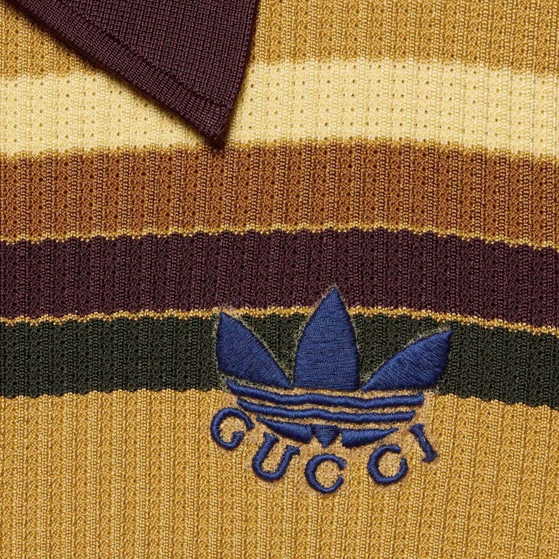 Gucci x adidas Striped Polo Yellow/Brown